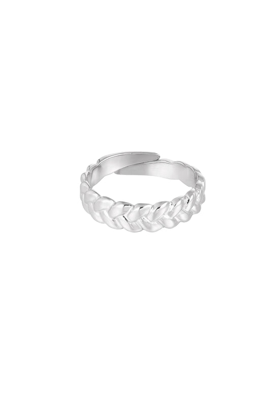 THICKLY BRAIDED RING ZILVER
